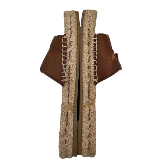 Gucci GG Espadrille Flat Slide Sandal Brown Leather Square Toe Size 37.5 US 7.5 - Picture 5 of 10